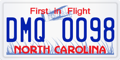 NC license plate DMQ0098