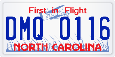 NC license plate DMQ0116