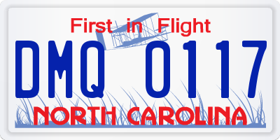 NC license plate DMQ0117