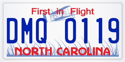 NC license plate DMQ0119