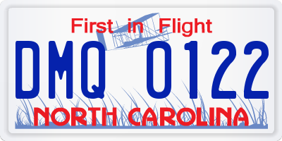 NC license plate DMQ0122