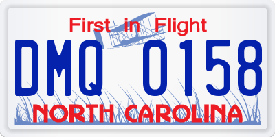 NC license plate DMQ0158