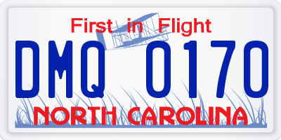 NC license plate DMQ0170