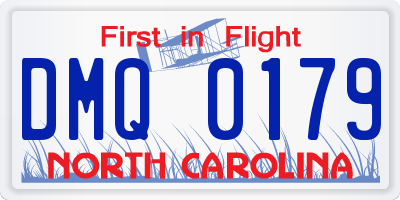 NC license plate DMQ0179