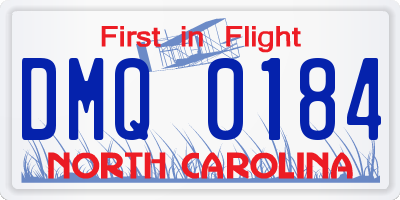 NC license plate DMQ0184