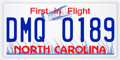 NC license plate DMQ0189