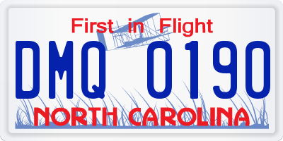 NC license plate DMQ0190