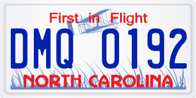 NC license plate DMQ0192
