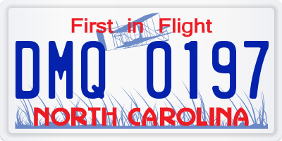 NC license plate DMQ0197
