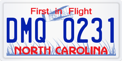 NC license plate DMQ0231
