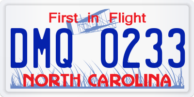 NC license plate DMQ0233