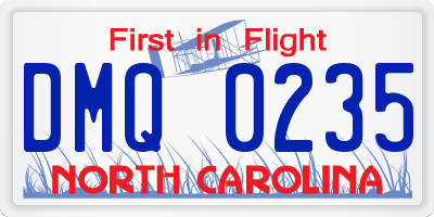 NC license plate DMQ0235