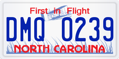 NC license plate DMQ0239
