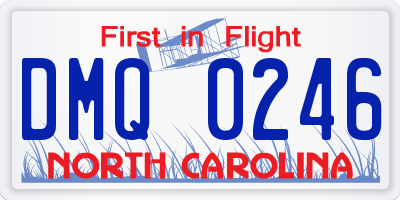 NC license plate DMQ0246