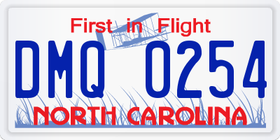 NC license plate DMQ0254