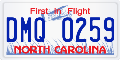 NC license plate DMQ0259