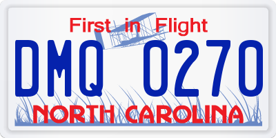 NC license plate DMQ0270