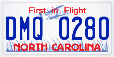 NC license plate DMQ0280
