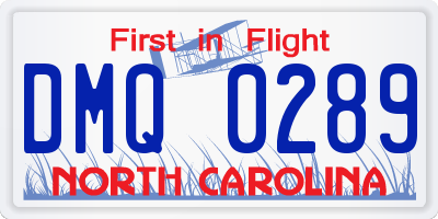 NC license plate DMQ0289