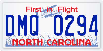 NC license plate DMQ0294