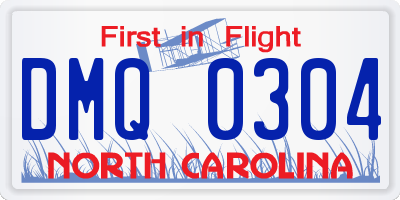 NC license plate DMQ0304