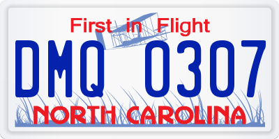 NC license plate DMQ0307