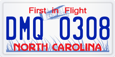 NC license plate DMQ0308