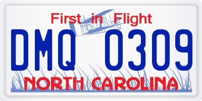 NC license plate DMQ0309