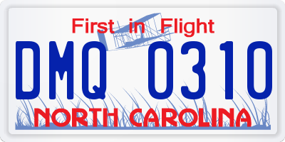 NC license plate DMQ0310