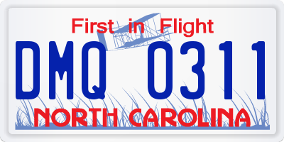 NC license plate DMQ0311