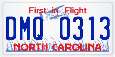 NC license plate DMQ0313