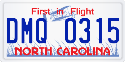 NC license plate DMQ0315