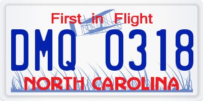 NC license plate DMQ0318