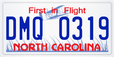 NC license plate DMQ0319