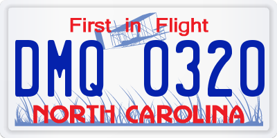 NC license plate DMQ0320