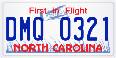 NC license plate DMQ0321