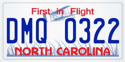 NC license plate DMQ0322