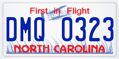 NC license plate DMQ0323