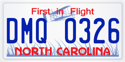 NC license plate DMQ0326