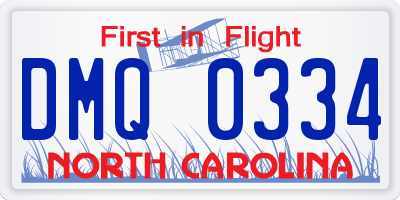 NC license plate DMQ0334