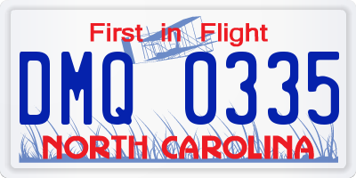 NC license plate DMQ0335