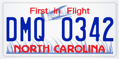 NC license plate DMQ0342