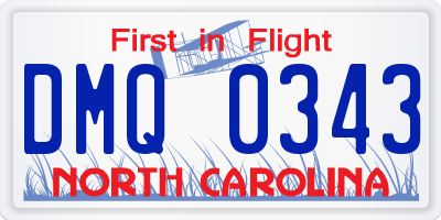 NC license plate DMQ0343