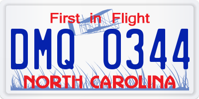 NC license plate DMQ0344