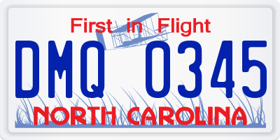 NC license plate DMQ0345