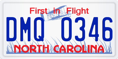 NC license plate DMQ0346