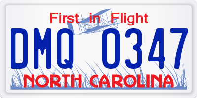 NC license plate DMQ0347