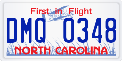 NC license plate DMQ0348