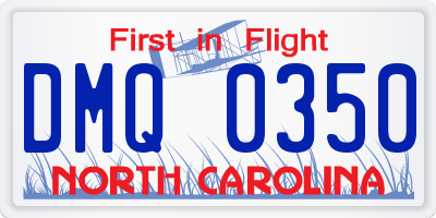 NC license plate DMQ0350