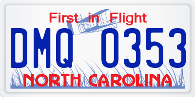 NC license plate DMQ0353